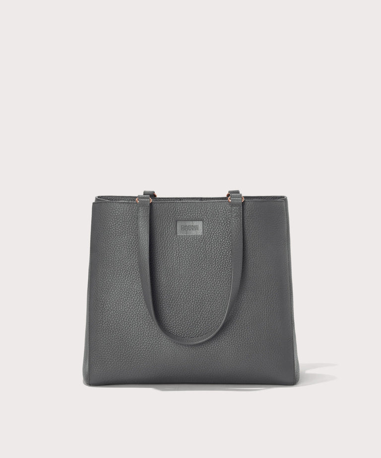 Dagne Dover large Allyn Tote in grey seen from the front.
