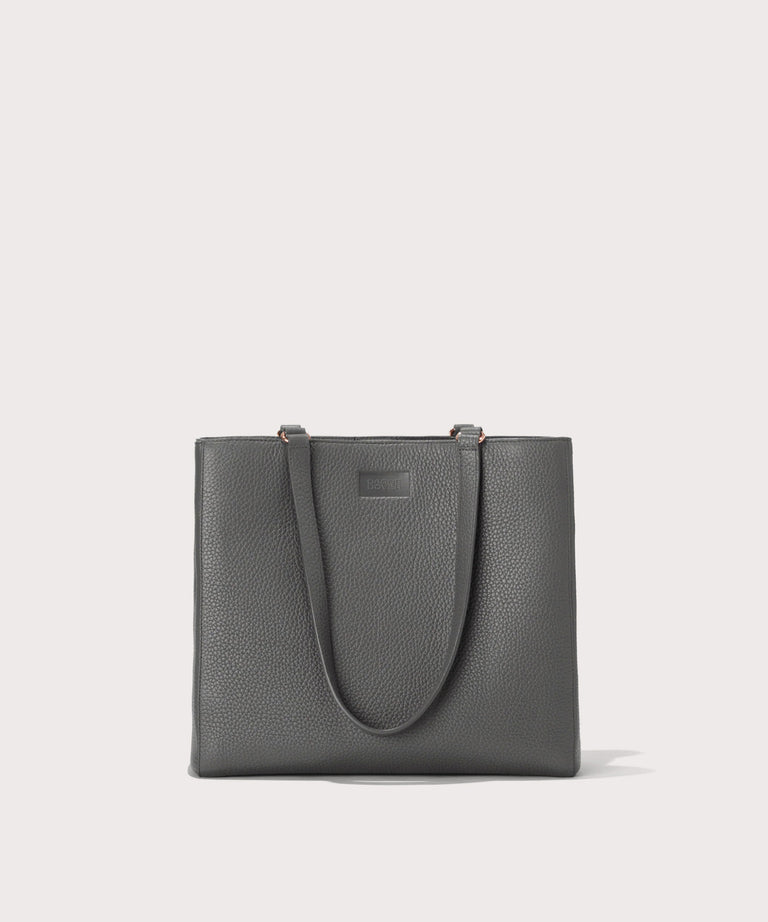 Dagne Dover medium Allyn Tote in grey seen from the front.
