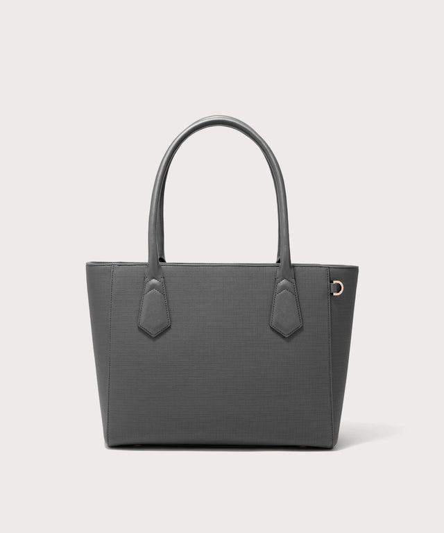Dagne Dover classic Signature Leather Tote in grey.
