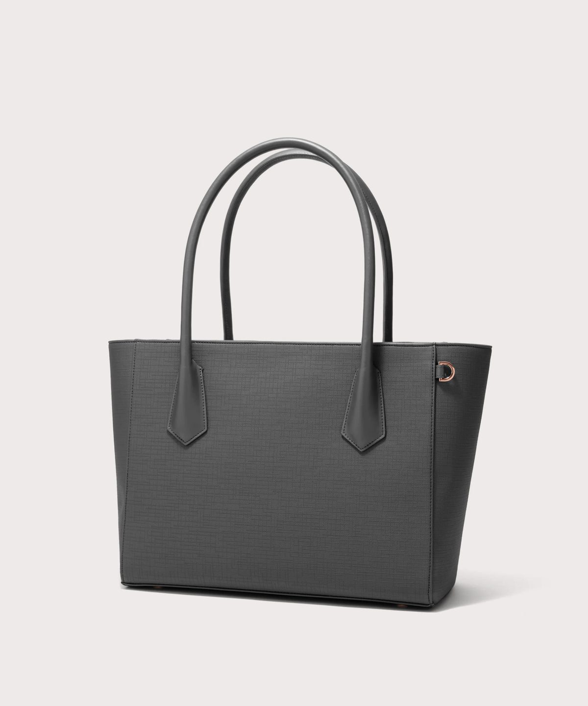 Dagne Dover Legend Signature Leather Tote in grey seen from an angle.
