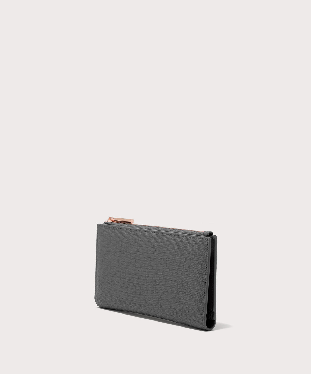 Dagne Dover Slim Wallet in grey seen from an angle.
