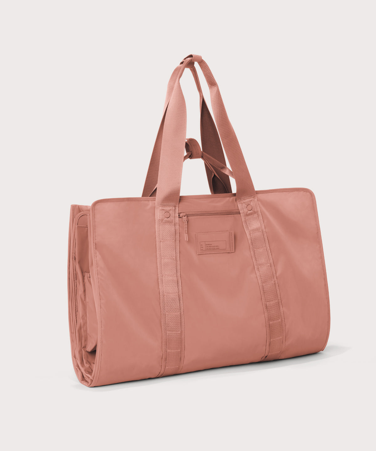 3/4 front view of Capri garment bag in warm dust
