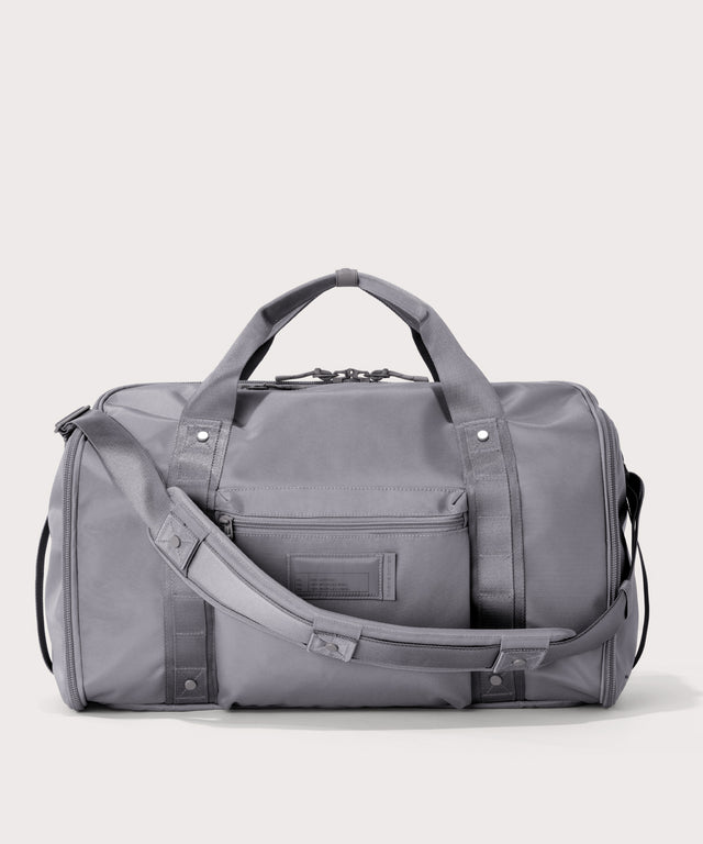 Front view of Monaco garment duffle in a light grey
