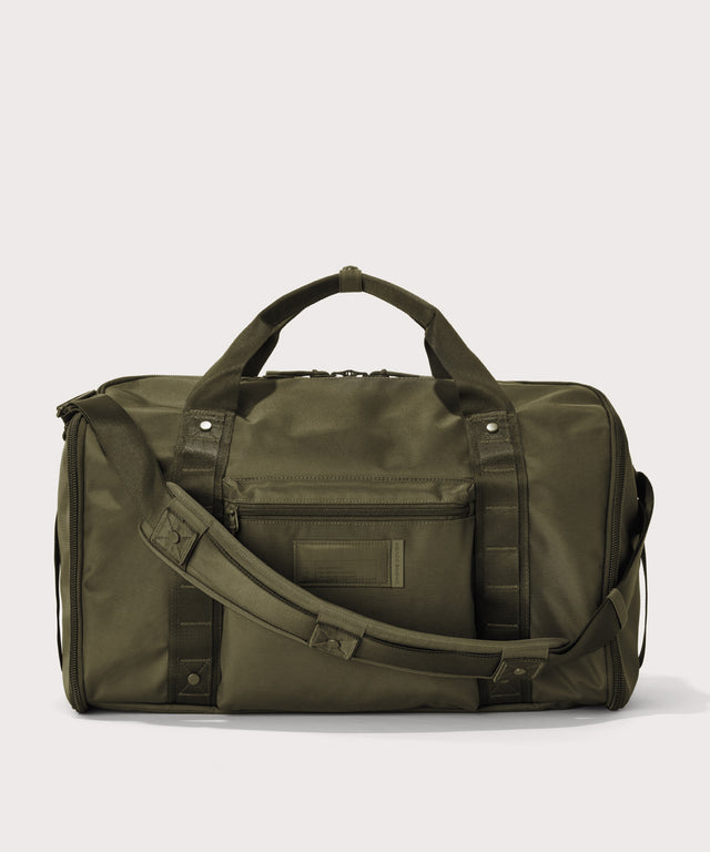 Front view of Monaco garment duffle in dark green

