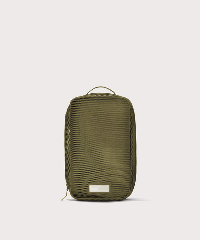 Front view of medium Roma packing cube in dark green