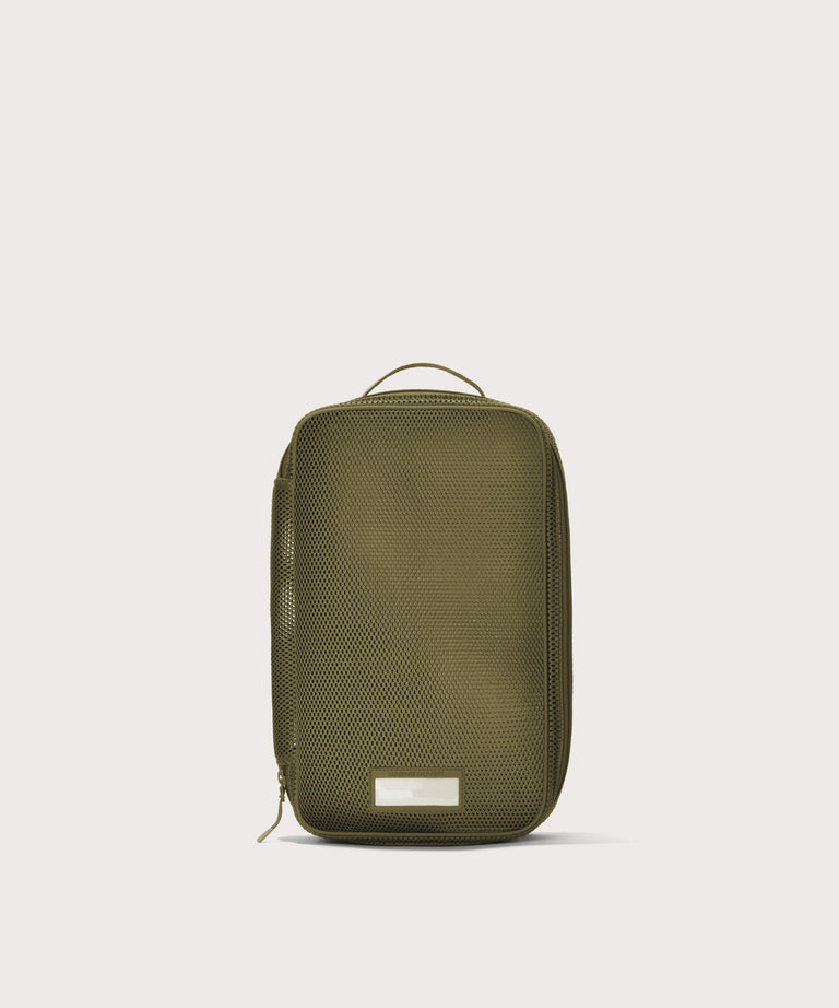 Front view of medium Roma packing cube in dark green