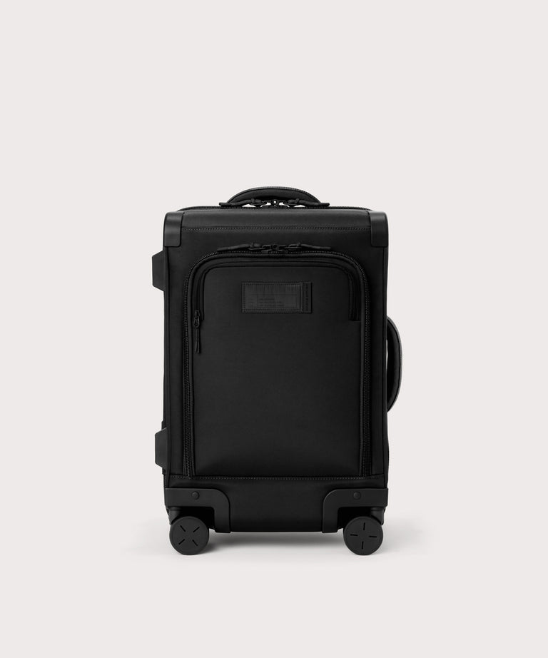 Front view of Seattle carry-on rolling luggage 20.5” in onyx
