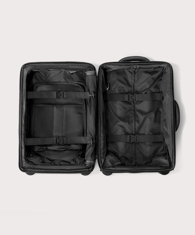 Top down of Seattle carry-on rolling luggage 20.5” in onyx 
