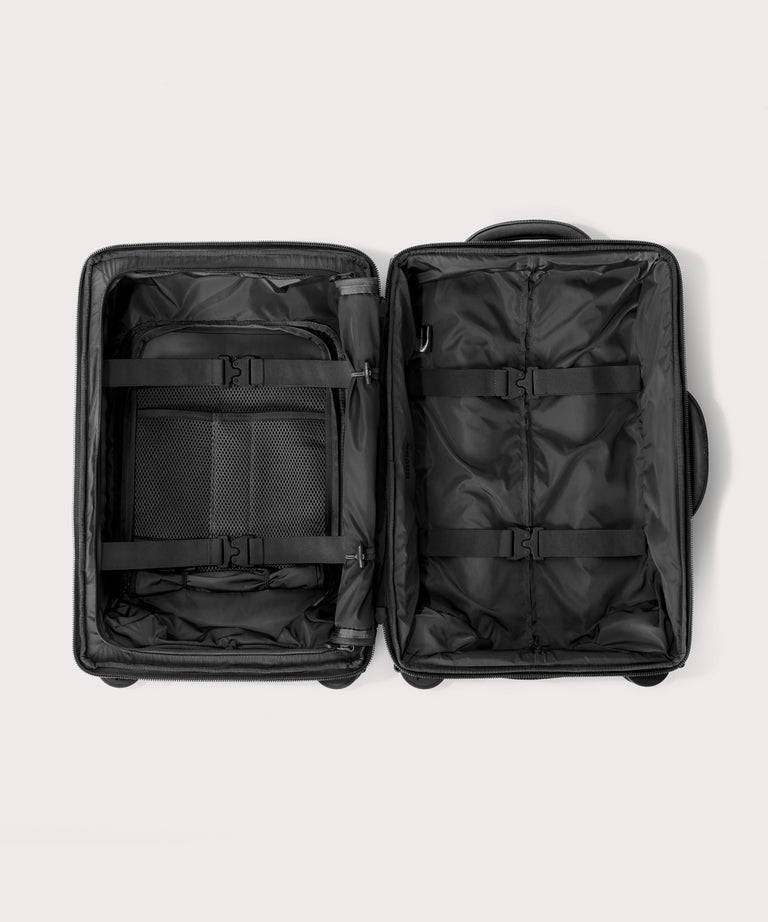 Top down of Seattle carry-on rolling luggage 20.5” in onyx 
