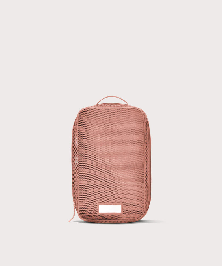 Front view of medium Roma packing cube in warm dust pink
